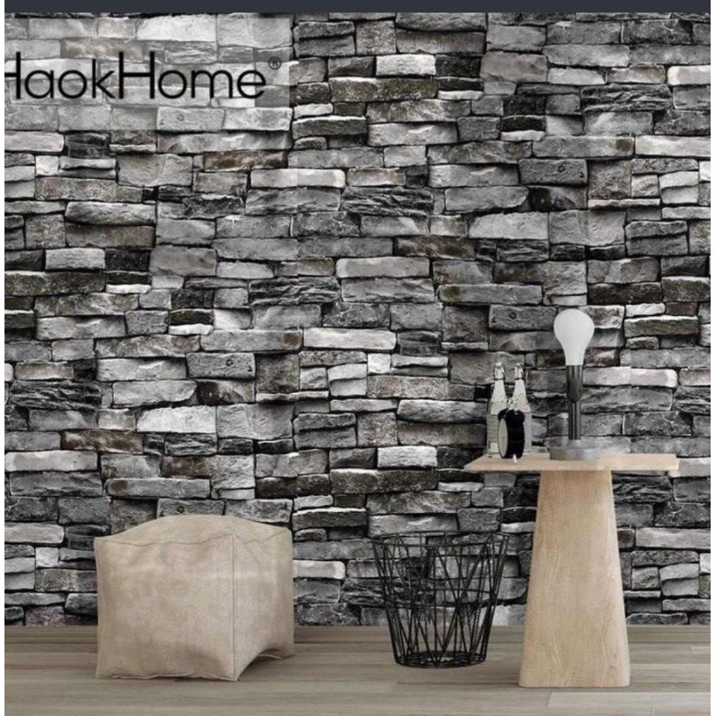 3d DARK GRAY NATURAL STONE WALL STICKER WALLPAPER | Shopee Malaysia