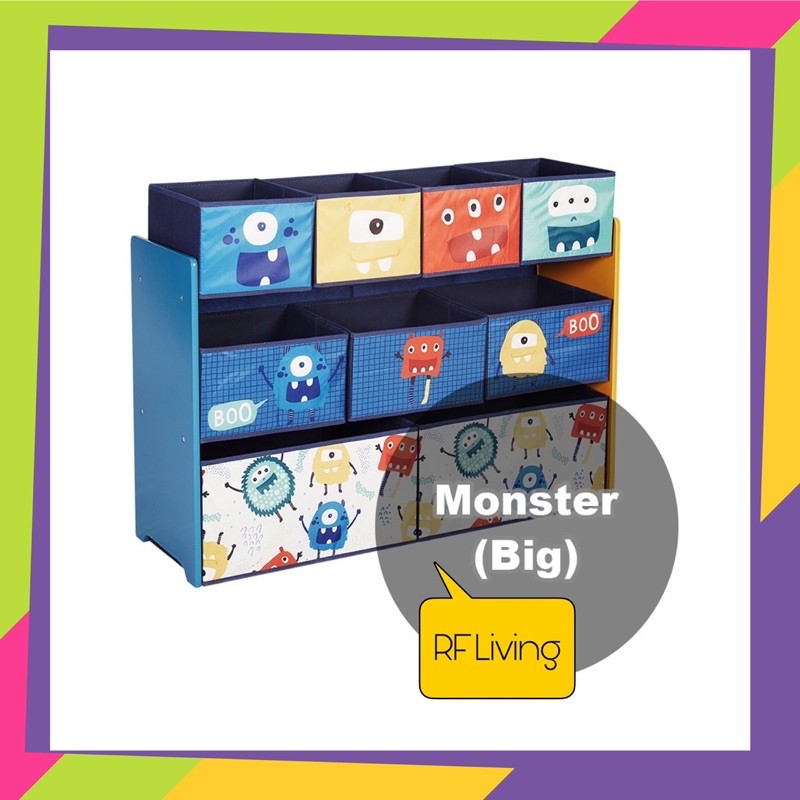 RF Living 3 Tiers 9 Compartments Children Cartoon Toy Storage Rack ...