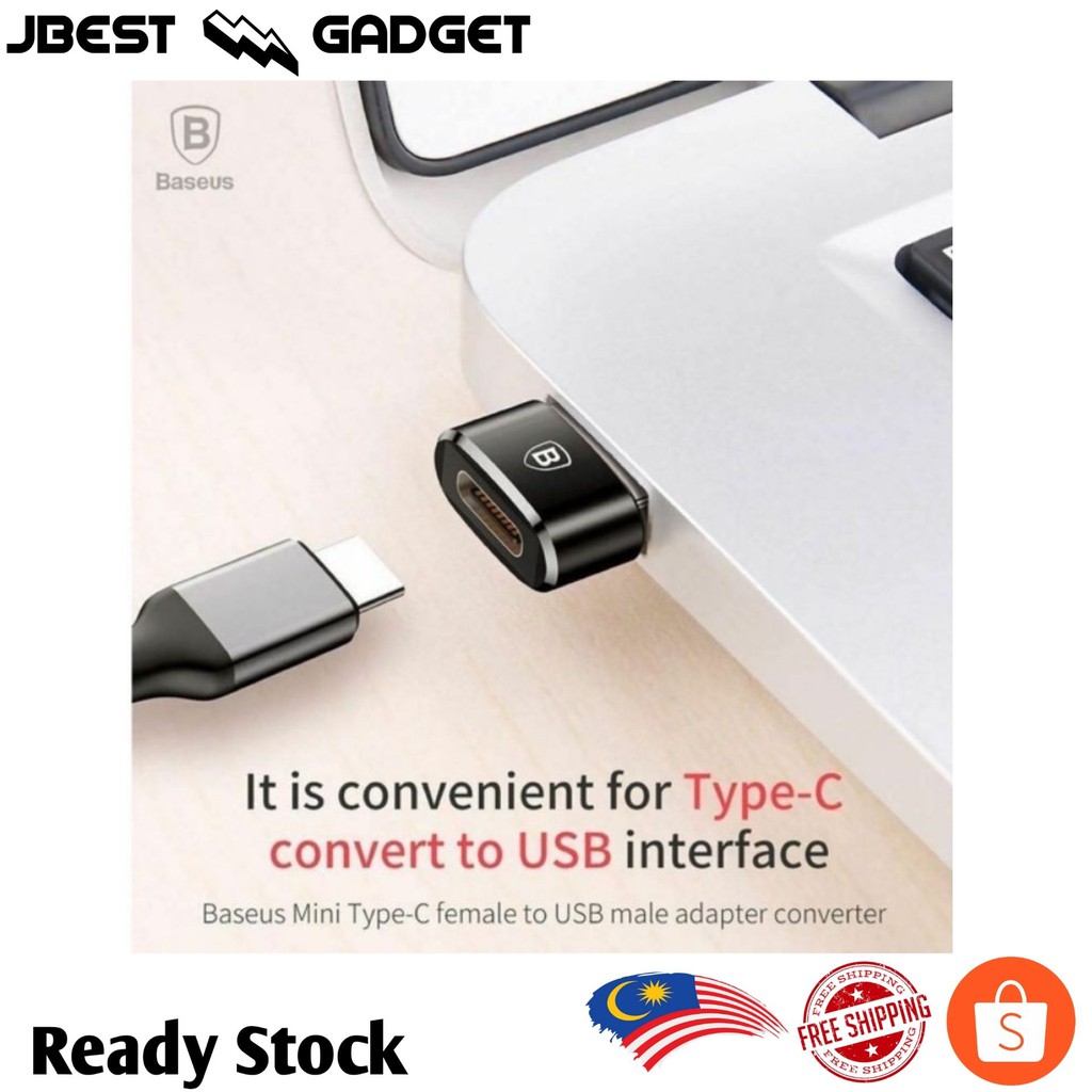 Usb Male To Type C Female Adapter Converter Baseus Original Shopee Malaysia