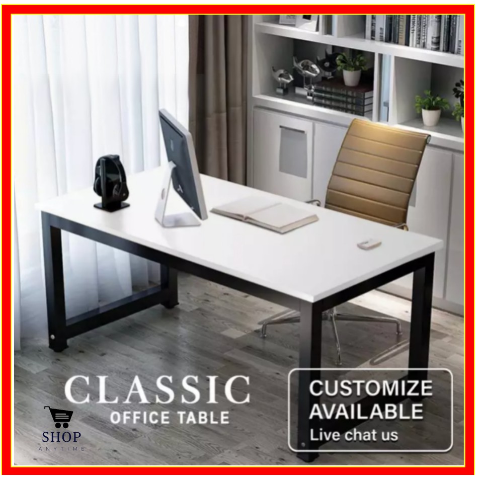 Office Computer Table Modern Study Desk Table with Metal Leg | Meja ...