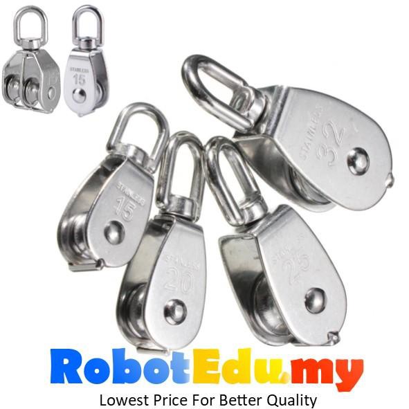 [READY STOCK] M15-50 Stainless Steel 1 / 2 Ways Wire Rope Single / Double Sheave Pulley Bearing Lifting Block ( 1 Unit )