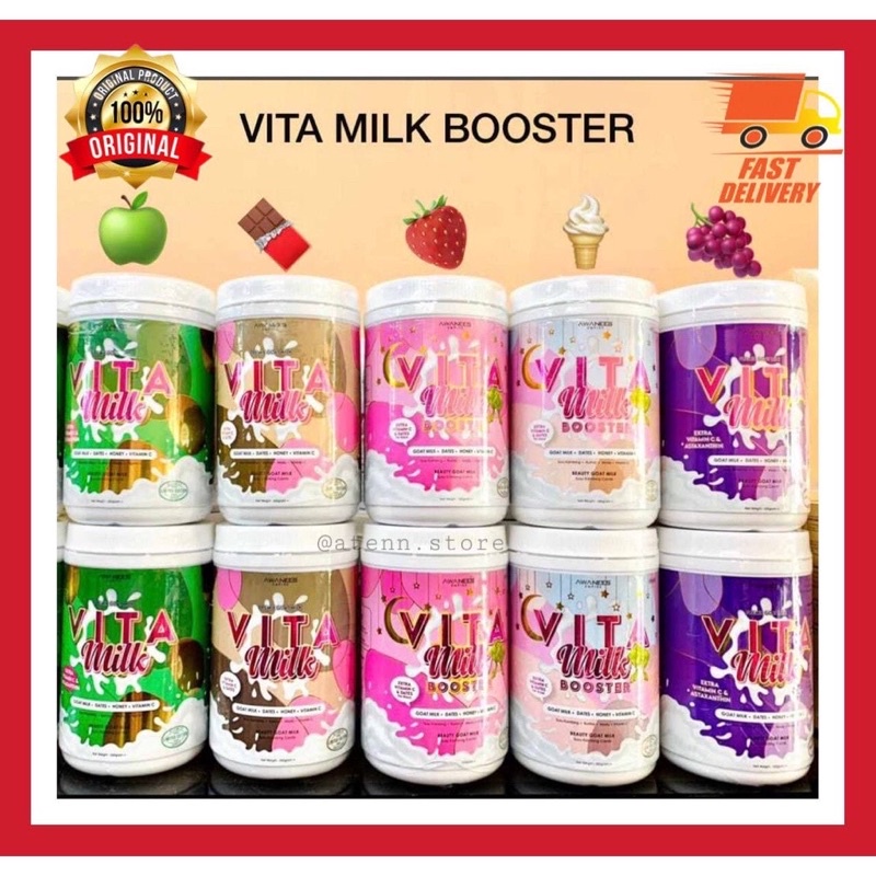 Vitamilk Booster 💯 Original Hq [ Vanilla🥛and Strawberry 🍓 Andchoclate🍫