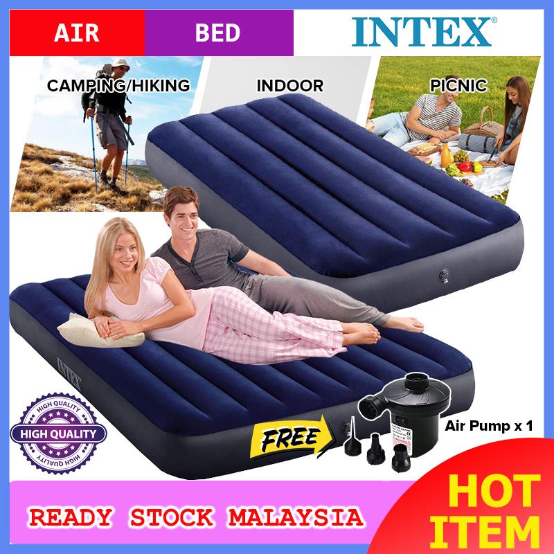 🔥intex Comfort Inflatable Flocked Sleep Air Bed Mattress Single Twinqueen🔥 Tilam Tidur Angin