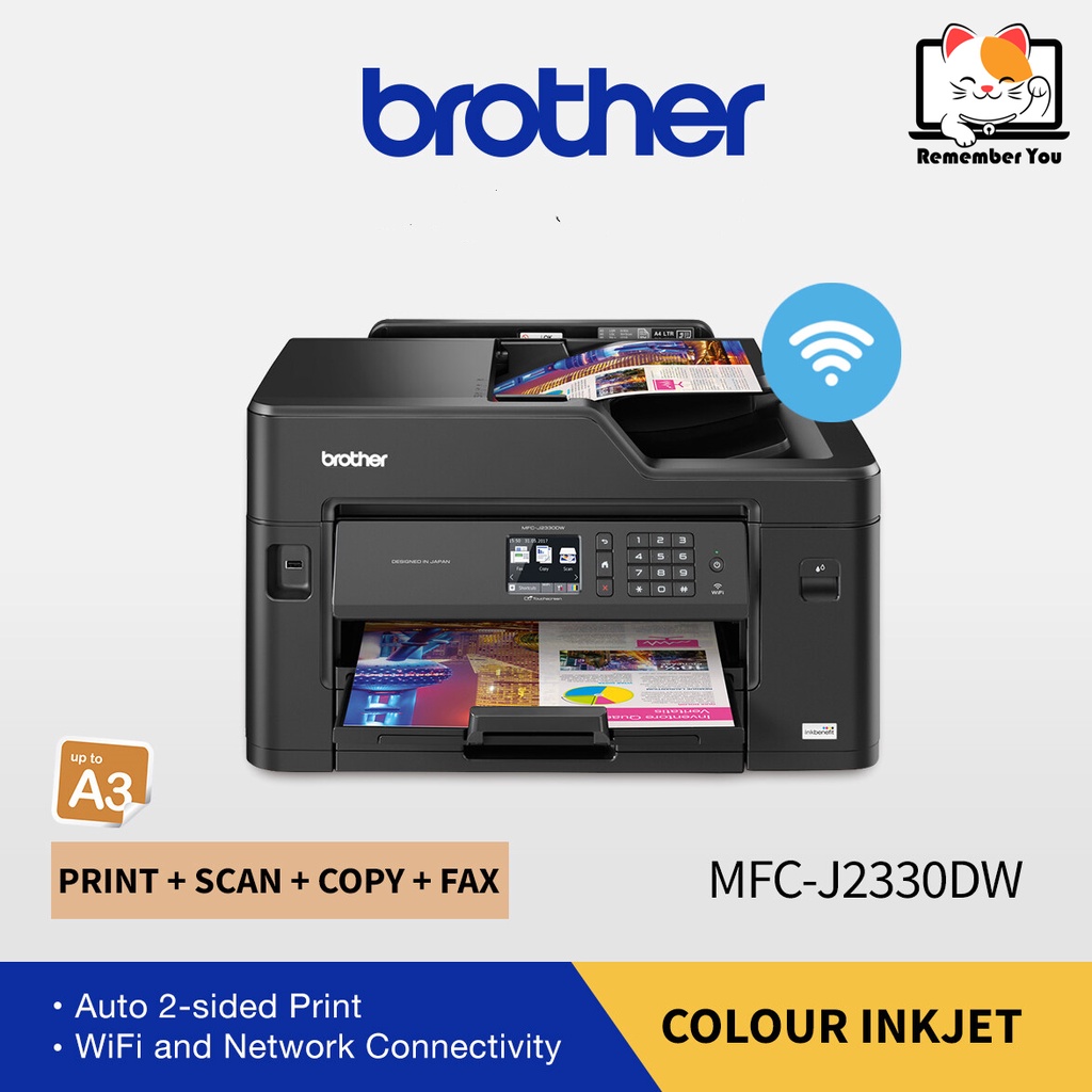 Brother MFCJ2330DW A3 All in One Wireless Colour Inkjet Printer Auto