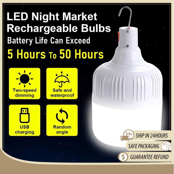 Rechargeable Portable Lamp Hanging Light Bulb For Camping Night Market Emergency Light Shopee Malaysia