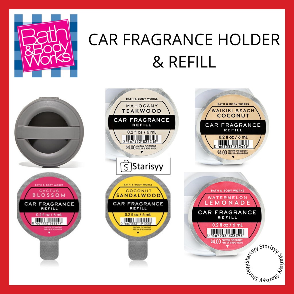 Bath & Body Works Car Fragrance Holder & Car Fragrance Refill BBW Visor Clip Sweet pea
