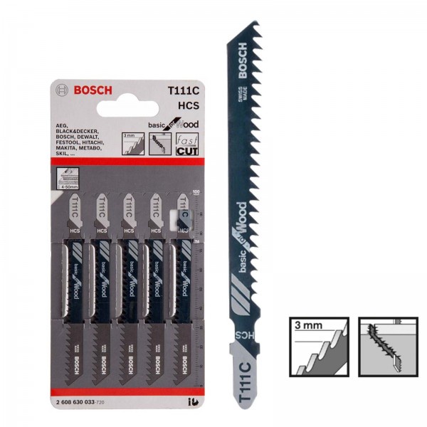 Bosch Jig Saw Blades Cutting for Wood, Metal and Arcylic T324XF T101A