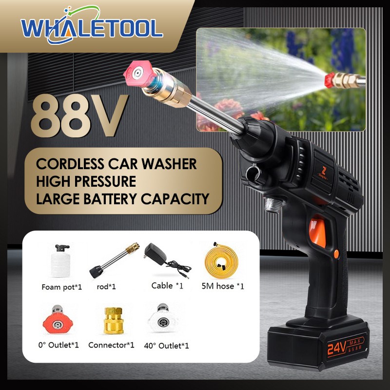 88V Portable Cordless Car Pressure Washer High Pressure Water Spray Gun Jet  Gun