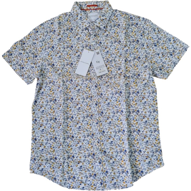 Denim and Flower Men's Slim Fit Button Front Casual Short Sleeve Shirt