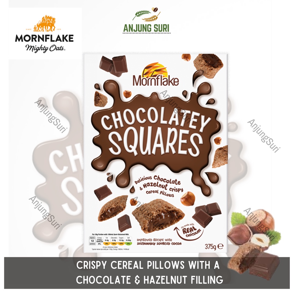 Crispy Breakfast Cereal Pillows with a Chocolate & Hazelnut Filling Sarapan Empingan Bercoklat