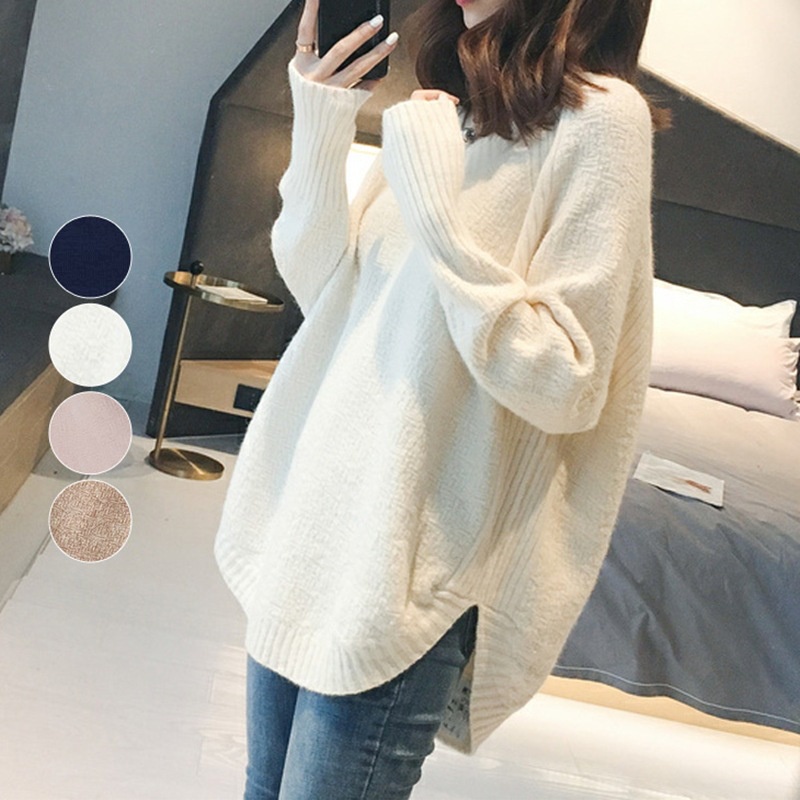 Women Ladies O-Neck Long Sleeve Knit Top Sweaters Shirts Loose Blouse ...