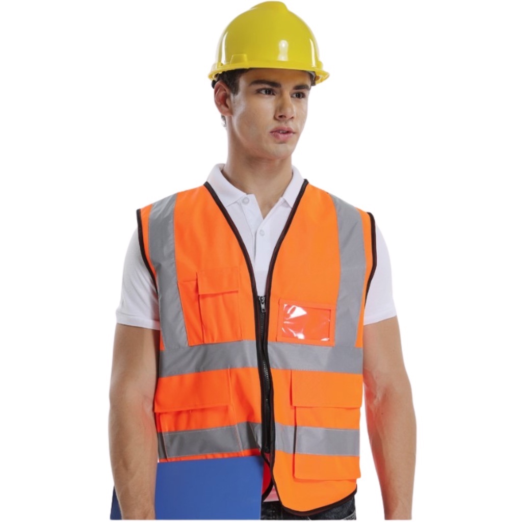 Reflective Safety Vest with Pocket Zip Vest Safety Jacket Unisex Baju ...