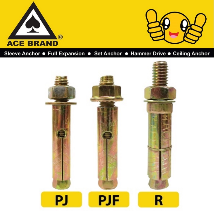 [Xhome] ACE BRAND Wall Plug (Mild Steel), PJ Sleeve Anchor, PJF Flange