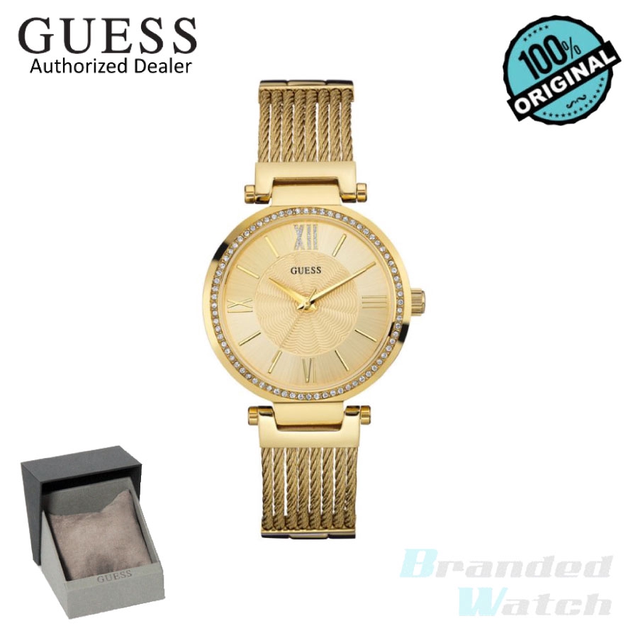 Official Warranty] Guess W0638L2 Women's Analog Quartz Yellow Glod