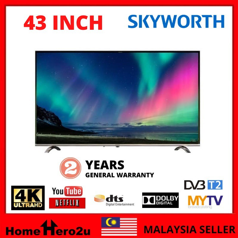 Skyworth 43 Inch 4K UHD Ultra HD Smart Television TV Television Youtube ...