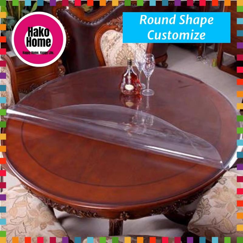READY STOCK ROUND 3mm Super Tebal Alas Meja Plastic Tablecloth