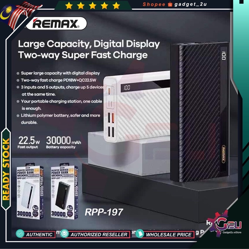Original Remax RPP-197 30000mAh 22.5W 5 Outputs + 3 Inputs PD + QC 3.0 ...
