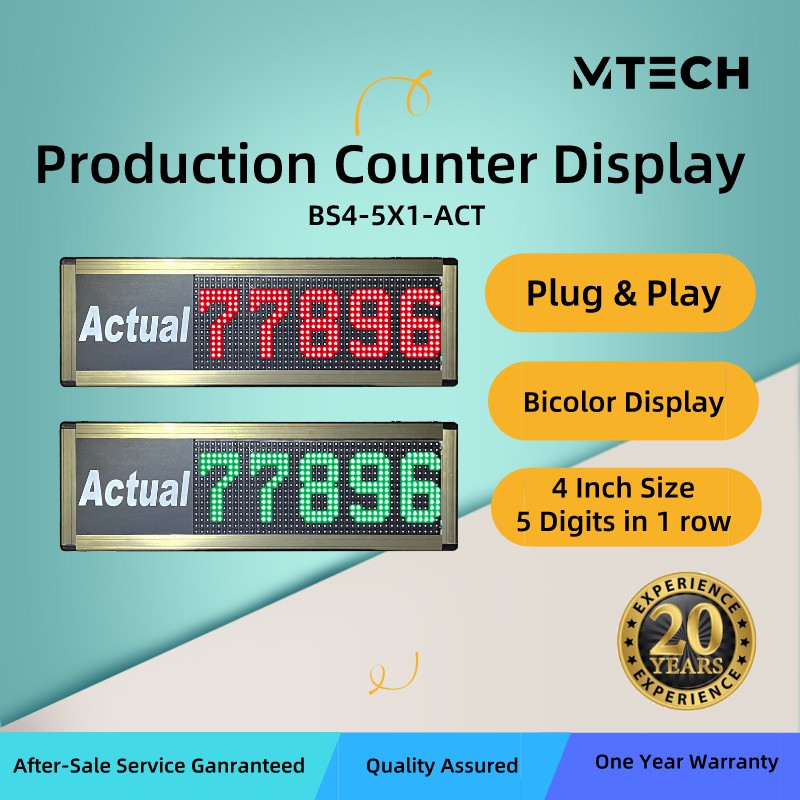 4 Inch Red/Green LED Actual Kanban Andon Production Counter Industrial ...