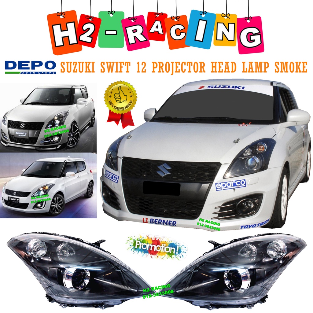 Suzuki Swift Sport Head Lamp Headlamp Lampu Besar Hitam Black Smoke Front Light