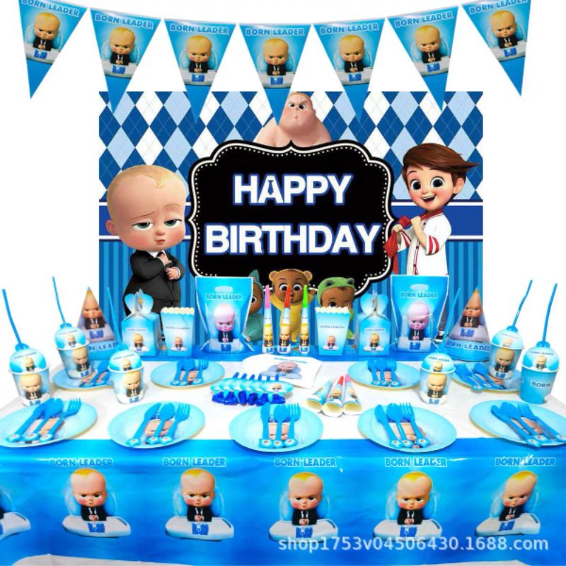 Ready Stock Baby Boss Theme Birthday Party Decoration Set Disposable ...