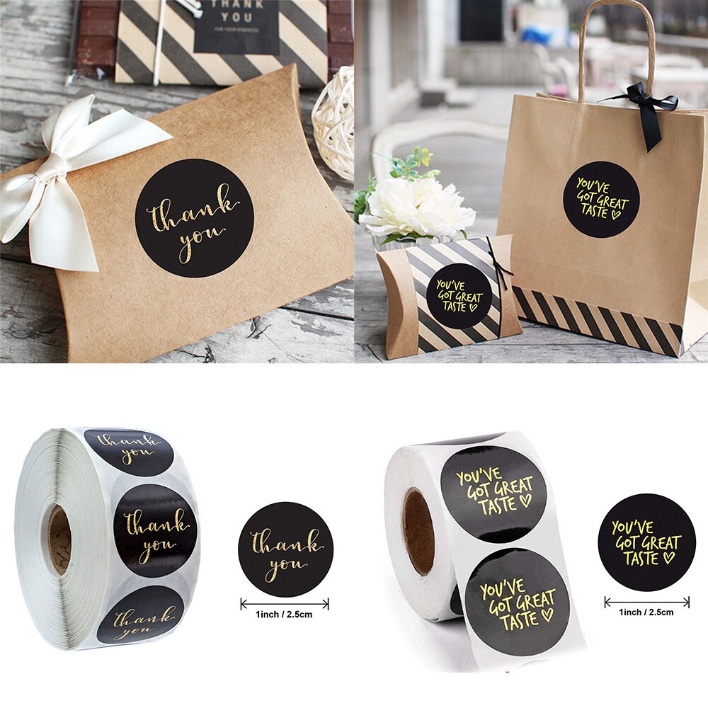 500pcs/roll Gold Foil Thank You Sticker Envelope Seal Labels | Shopee ...