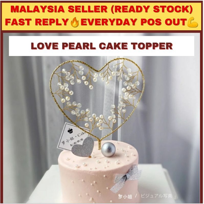 Topper Para Tarta Con Corazón De Perlas Y Luces LED - Para Bodas, Cumpleaños Y Celebraciones