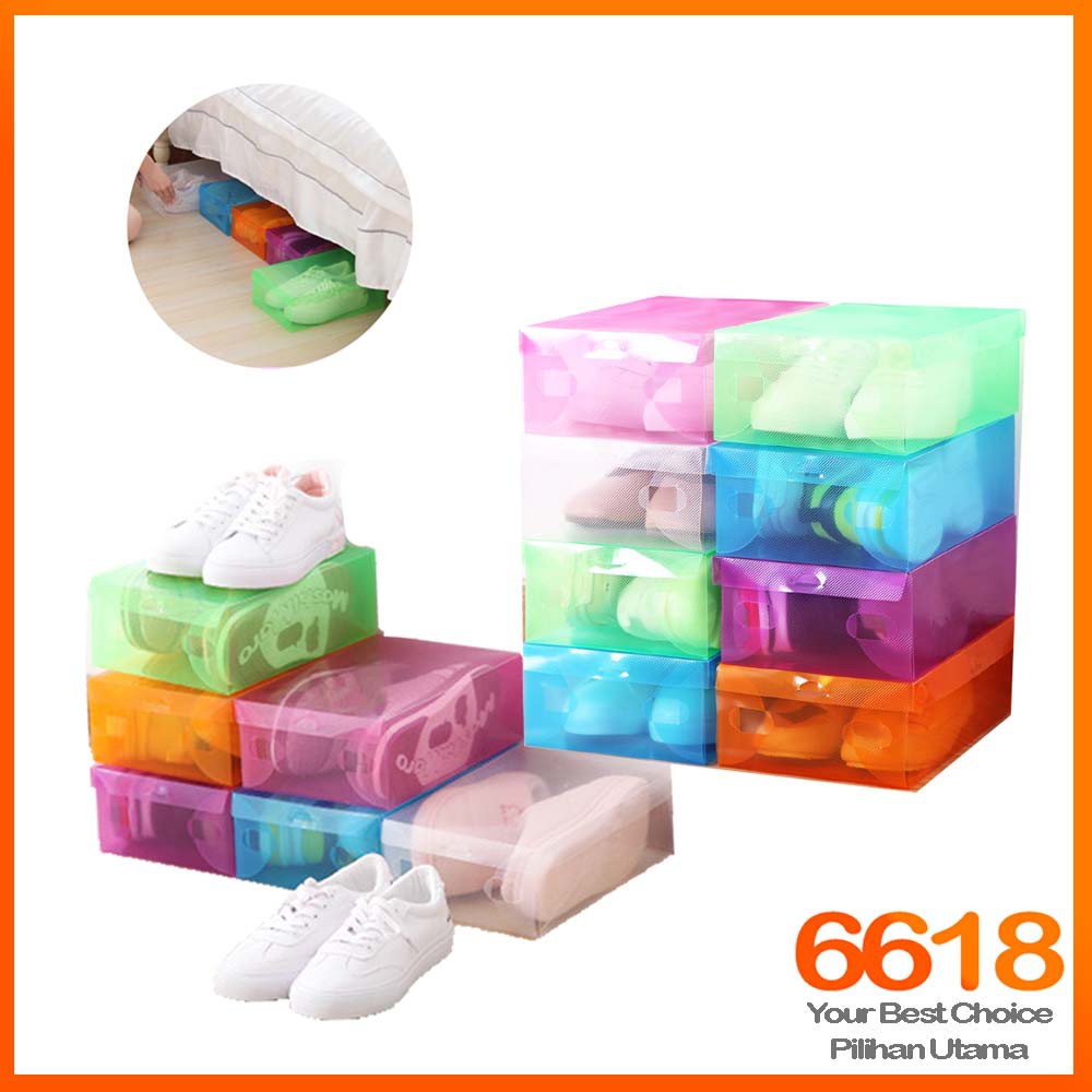 Kotak Penyimpanan Kotak Kasut Multicolor Transparent Shoe Box Case ...