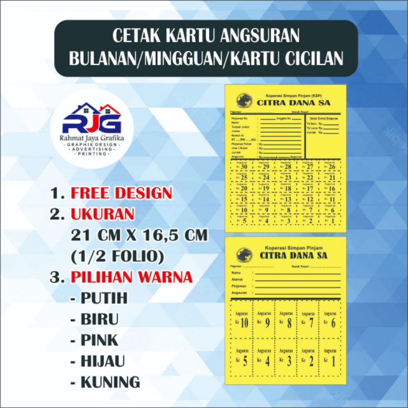 Weekly/monthly ANGSURAN CARD/GOODS ANGSURAN CARD/CINIAN CARD 1 pack ...