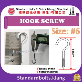 20pcs / 10pcs per pack) Cup screw hook / eye screw hook / cangkuk skru  (Zinc Colour) for wall & Furniture