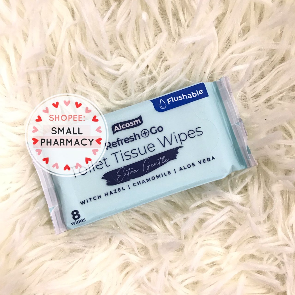 Alcosm Refresh + Go Toilet Flushable Tissue Wipes Extra Gentle Witch