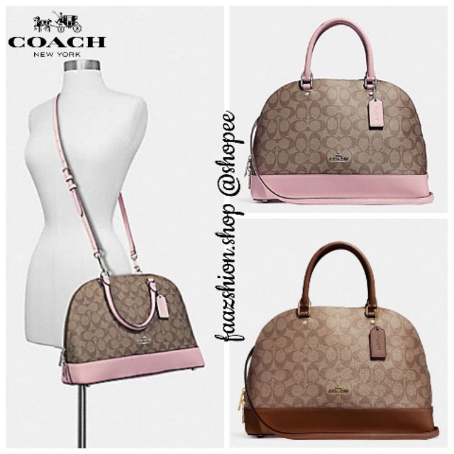 Coach Brown/Pink Signature Coated Canvas and Leather Mini Sierra Satchel  Coach