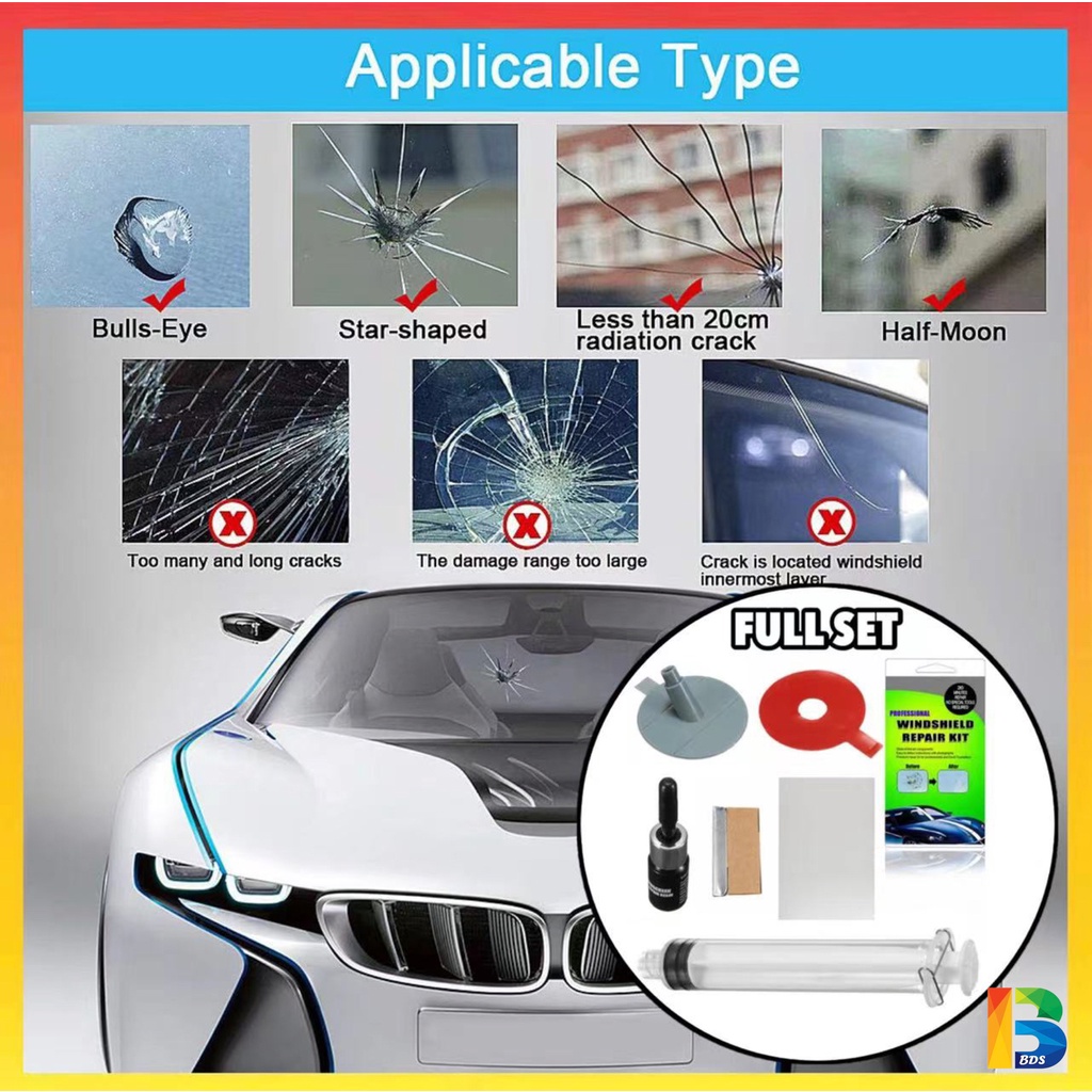 GLASS REPAIR KIT TOOLS Gam Cermin Kereta Tool Car Crack Mobile Phone