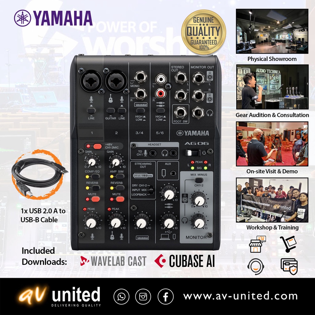 Yamaha AG06 MK2 6-channel Mixer and USB Audio Interface (AG-06 MKII ...