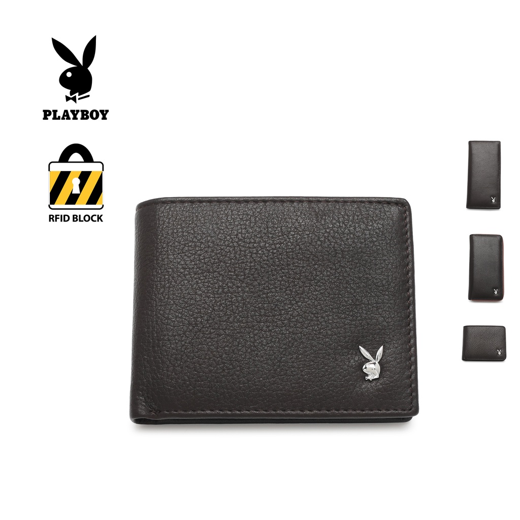 PLAYBOY Genuine Leather RFID Bifold Wallet / Long Zipper Wallet PW 266 ...