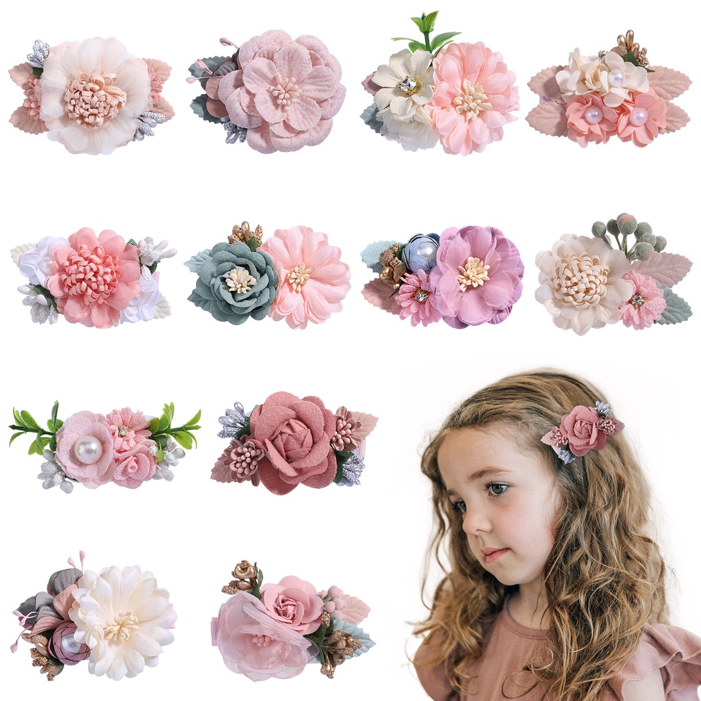 1Pc Sweet Girls Soft Clips Handmade Flower Hairpin Pearl Hair Clip  Accessory for Kids | Shopee Malaysia