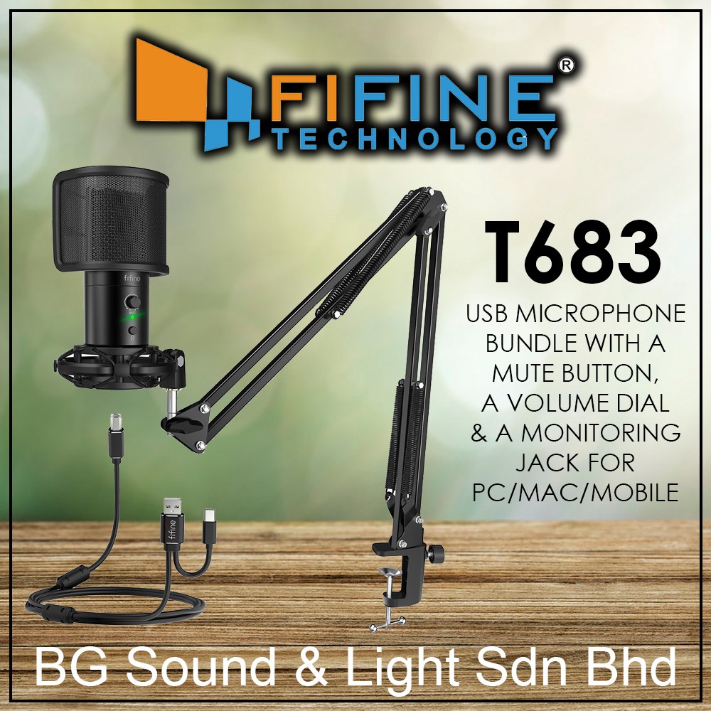 FIFINE T683 USB Microphone Bundle with A Mute Button, A Volume Dial & A ...