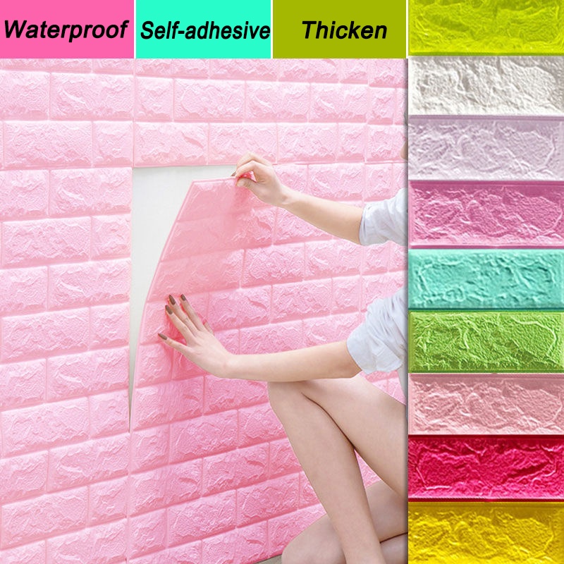 Hot DIY brick Wall Stickers Self-adhesive 3D Foam Wallpaper bata batu ...