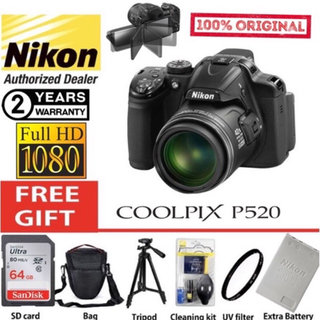 (NEW)Nikon Coolpix P520 CMOS sensor 241000mm 42x Super Zoom lens