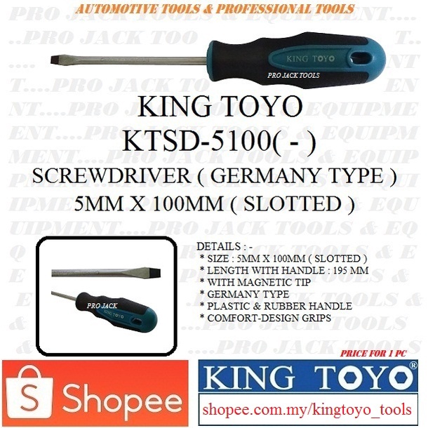 KTSD-5100( - ) ~ Original KING TOYO Screwdriver ( Germany Type ) - 5mm ...