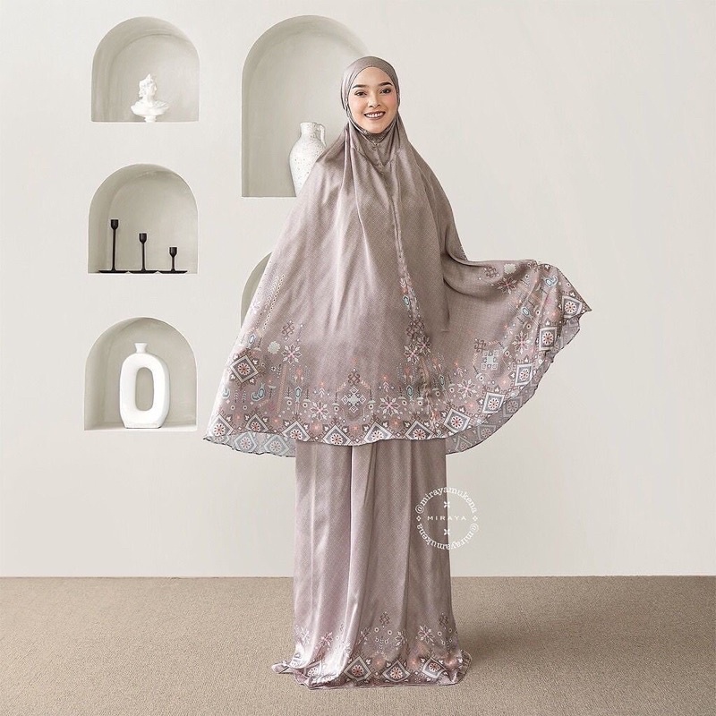 Telekung Miraya Folk Taupe | Shopee Malaysia