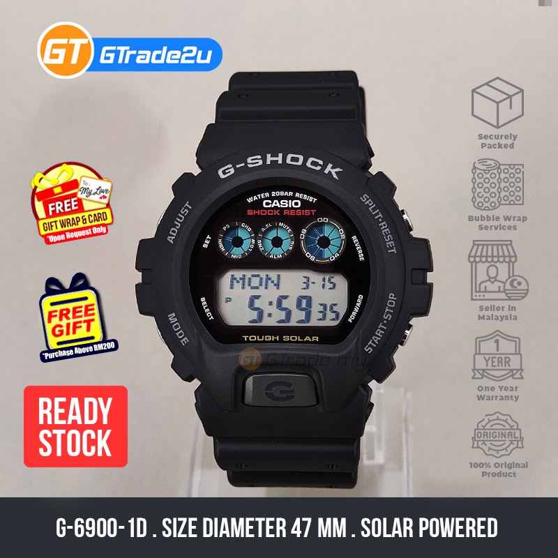 G Shock Men G 6900 1D G 6900 1 G6900 1D Digital Bulat Solar Watch Black Resin Band READY STOCK Shopee Malaysia