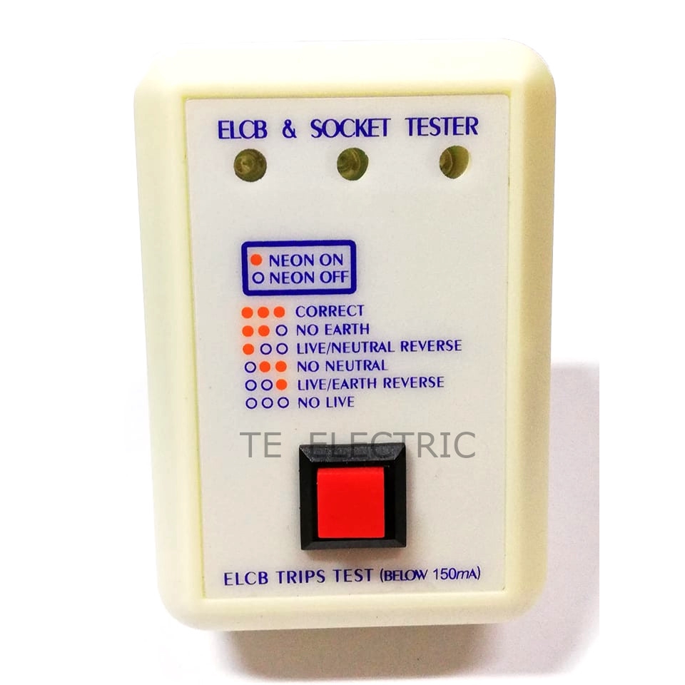 ELCB & SOCKET TESTER 13A 3PIN PLUG IN (BELOW 150mA)