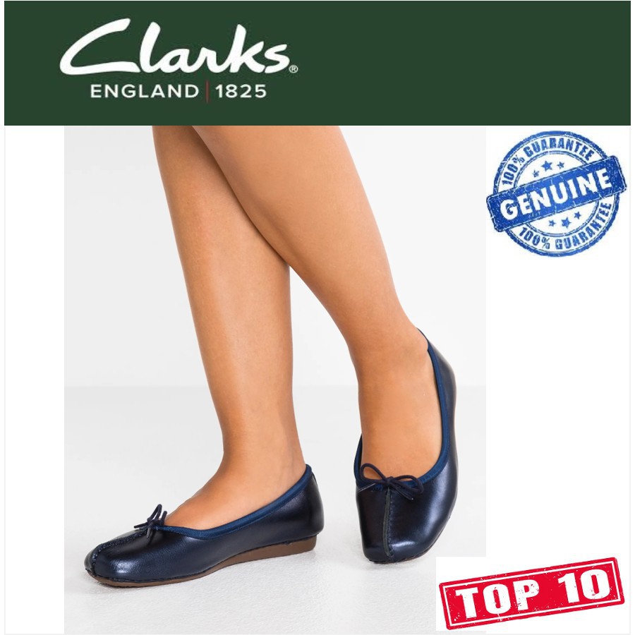 In stock Clarks Womens FRECKLE ICE Soft Leather Flat Ballerina