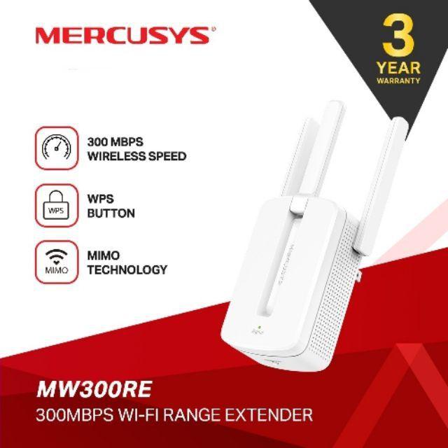 Mercusys TP LINK MW300RE 300Mbps Wifi Range Extender Repeater MIMO technology 3 external antennas WPS button