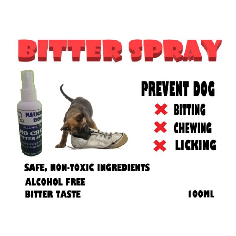 Naughty Dog Bitter Spray 100ml Prevent pet chewing biting and licking. Bitter apple vinegar formulation spray