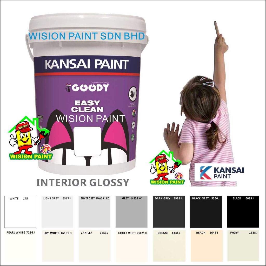 ( 5L ) KANSAI PAINT EASY CLEAN GOODY MID SHEEN FINISH / INTERIOR PAINT ...