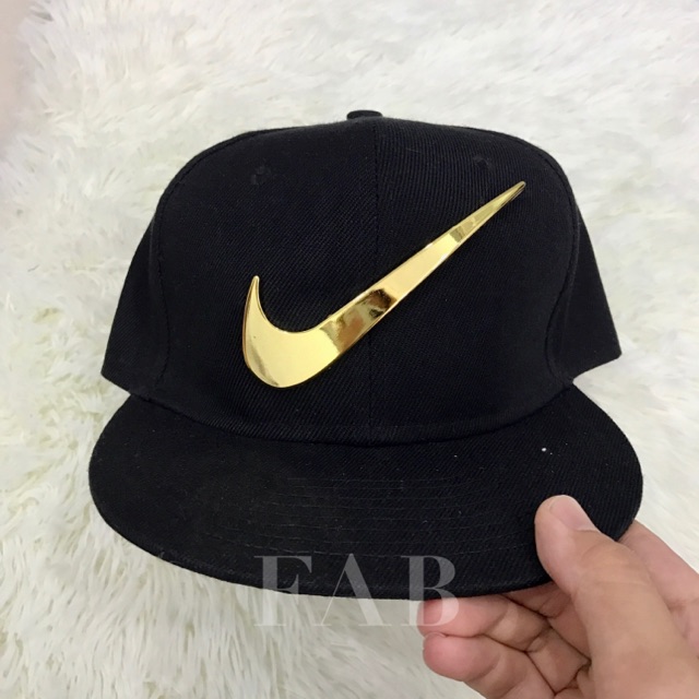 Black and cheap gold nike snapback