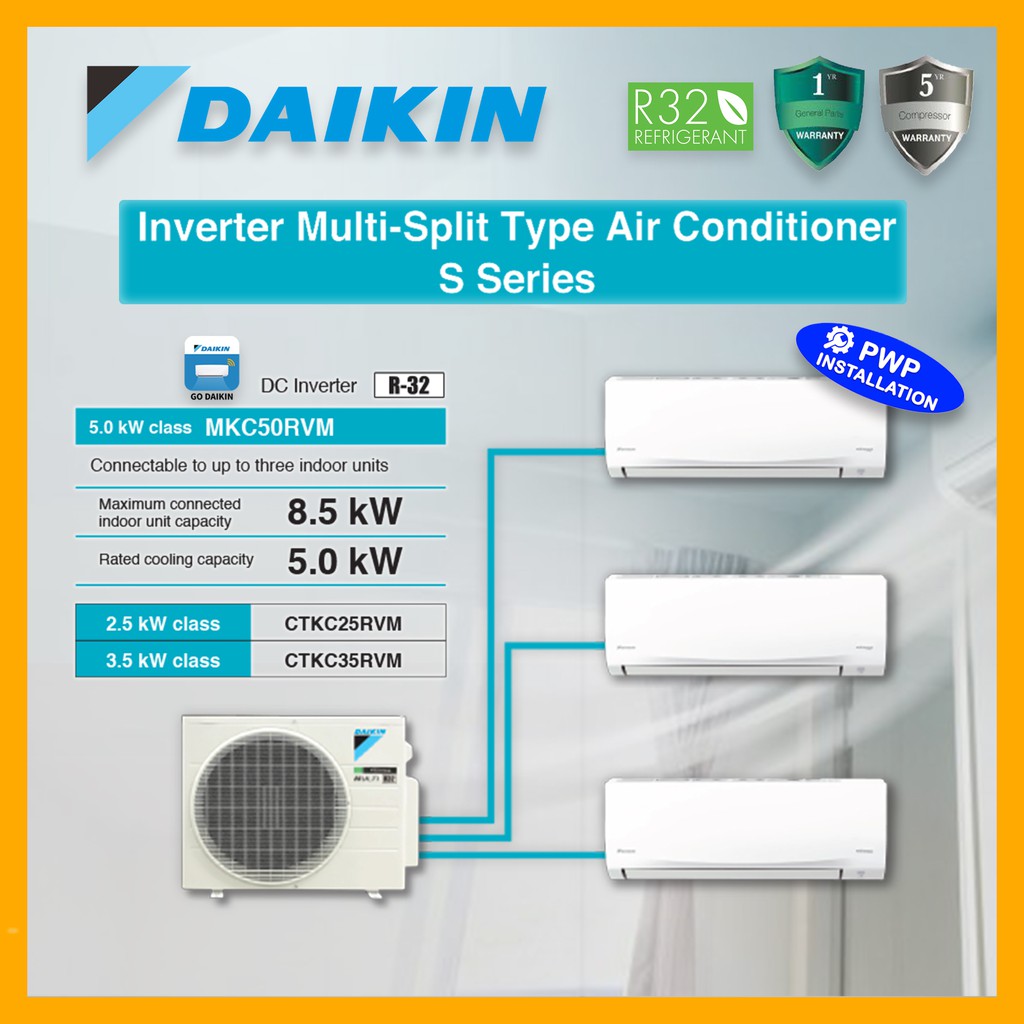Daikin Multi Split Inverter R32 Wall Mounted Air Conditioner MKC Series ...