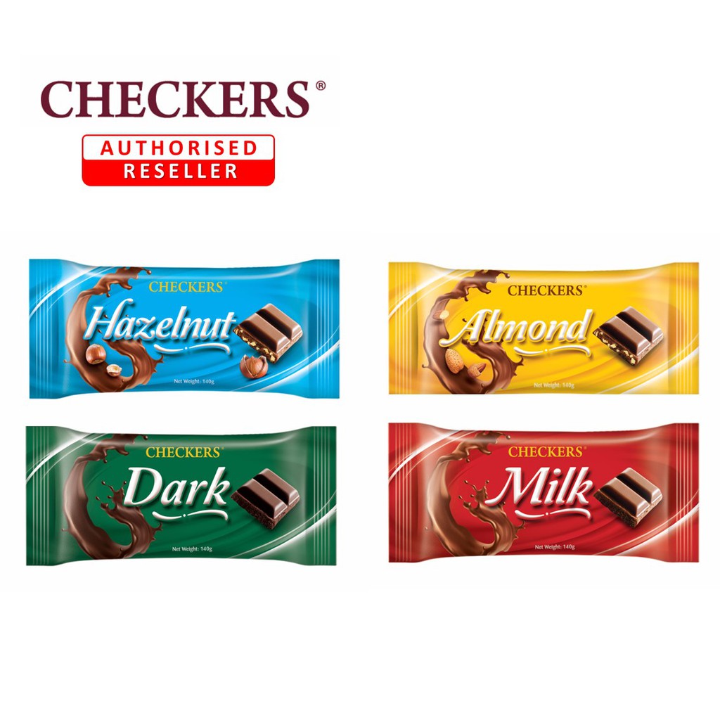 Checkers Chocolate Bar Hazelnut/Almond/Dark/Milk (140g) Shopee Malaysia