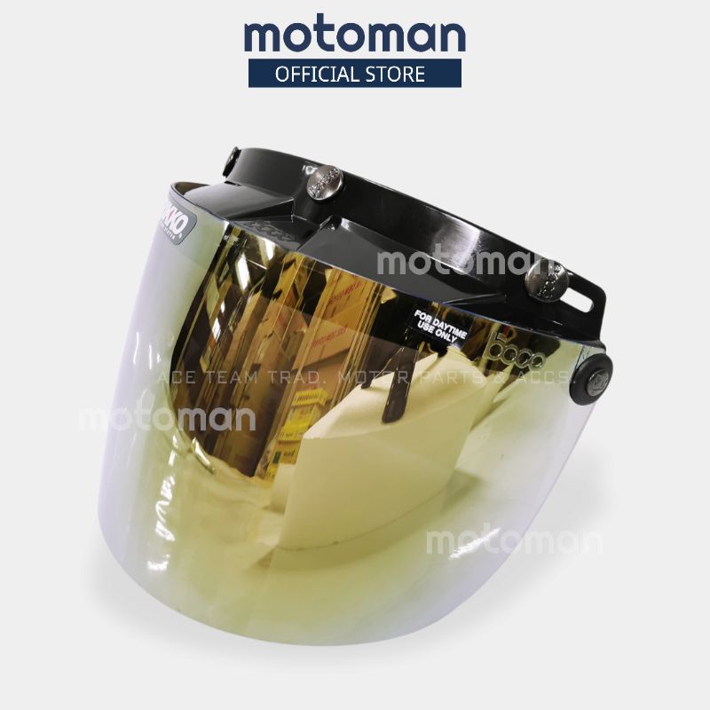 Original Bikko Visor 3 Button Cap Visor Iridium Visor Silver Chrome